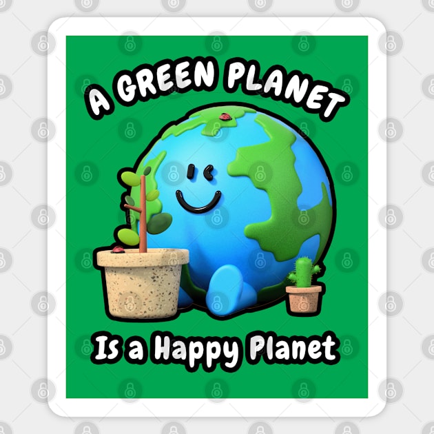 🌳 A Green Planet Is a Happy Planet, Save the Earth Sticker by Pixoplanet